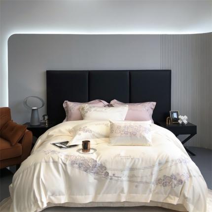 馨蕊 2022秋冬新品100支高定系列四件套-知槿 知槿-月光白