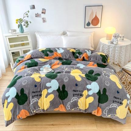 2024新款230克牛奶绒印花单品被套 可定制尺寸 萌萌兔