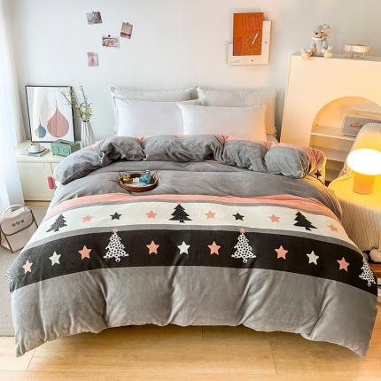 2024新款230克牛奶绒印花单品被套 可定制尺寸 圣诞树