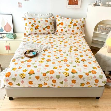 91家纺网 家纺一手货源 找家纺 2024新款230克牛奶绒印花单品床笠 可定做任意尺寸 春晓