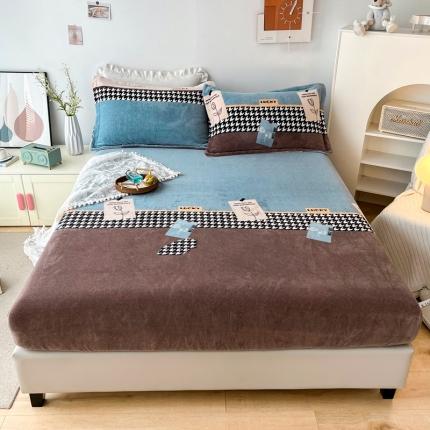 91家纺网 家纺一手货源 找家纺 2024新款230克牛奶绒印花单品床笠 可定做任意尺寸 简爱