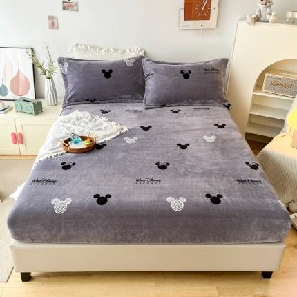 91家纺网 家纺一手货源 找家纺 2024新款230克牛奶绒印花单品床笠可定做任意尺寸经典米奇