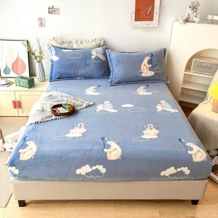 91家纺网 家纺一手货源 找家纺 （总）2024新款230克牛奶绒印花单品床笠 可定做任意尺寸