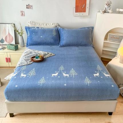 91家纺网 家纺一手货源 找家纺 （总）2024新款230克牛奶绒印花单品床笠 可定做任意尺寸