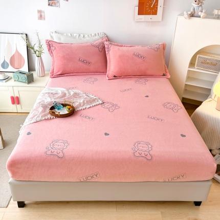 91家纺网 家纺一手货源 找家纺 2024新款230克牛奶绒印花单品床笠 可定做任意尺寸小狮子