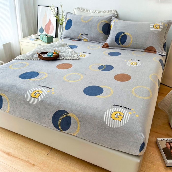 91家纺网 家纺一手货源 找家纺 （总）2024新款230克牛奶绒印花单品床笠 可定做任意尺寸