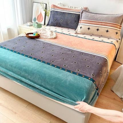 2024新款230克牛奶绒印花单品床笠 可定做任意尺寸奥斯丁