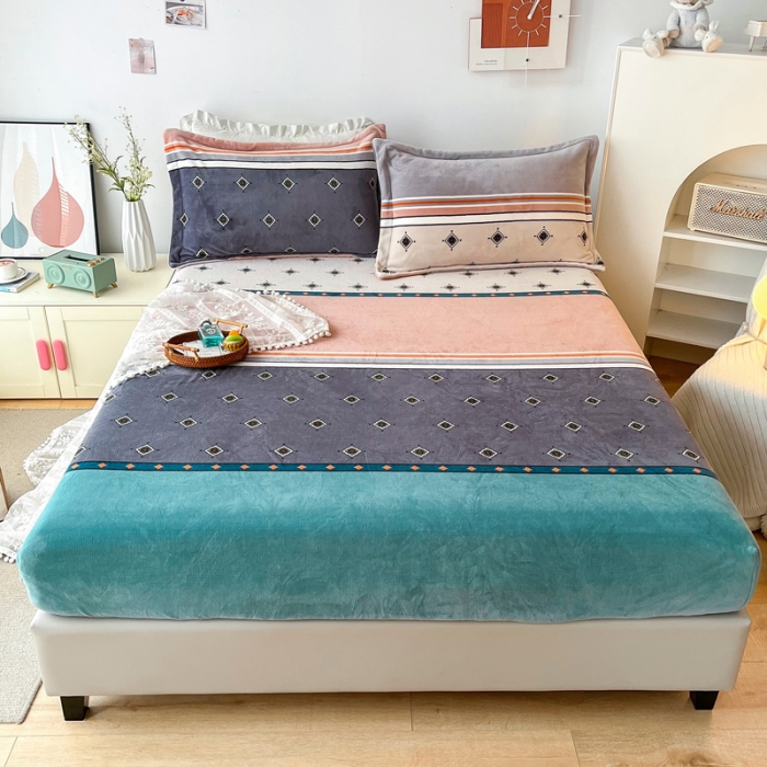 91家纺网 家纺一手货源 找家纺 2024新款230克牛奶绒印花单品床笠 可定做任意尺寸奥斯丁