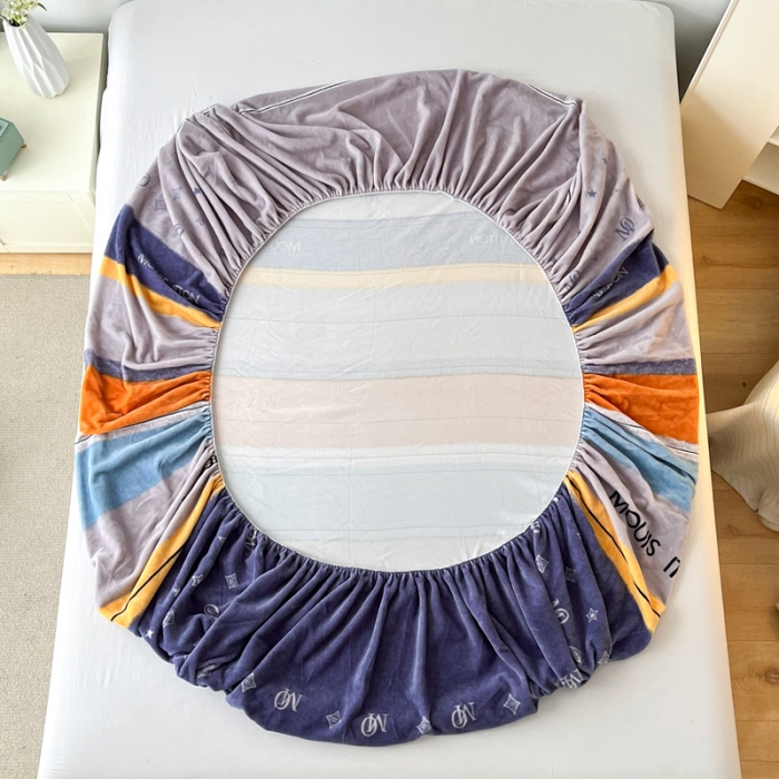 91家纺网 家纺一手货源 找家纺 2024新款230克牛奶绒印花单品床笠可定做任意尺寸北欧印象