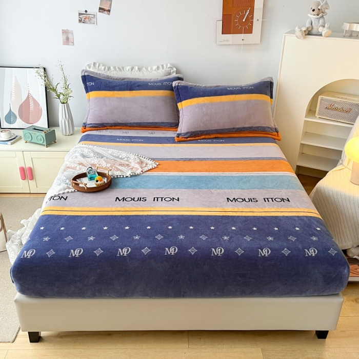 91家纺网 家纺一手货源 找家纺 2024新款230克牛奶绒印花单品床笠可定做任意尺寸北欧印象