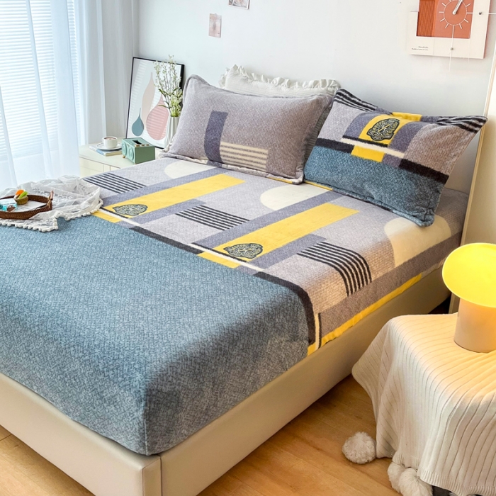 91家纺网 家纺一手货源 找家纺 2024新款230克牛奶绒印花单品床笠 可定做任意尺寸 憧憬