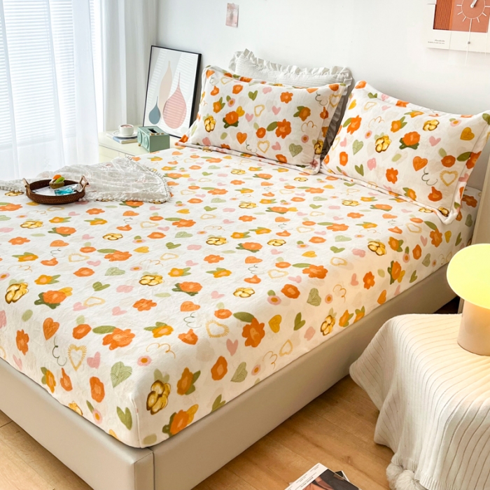 91家纺网 家纺一手货源 找家纺 2024新款230克牛奶绒印花单品床笠 可定做任意尺寸 春晓