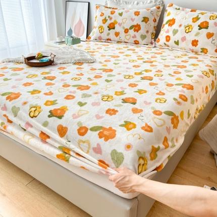 2024新款230克牛奶绒印花单品床笠 可定做任意尺寸 春晓