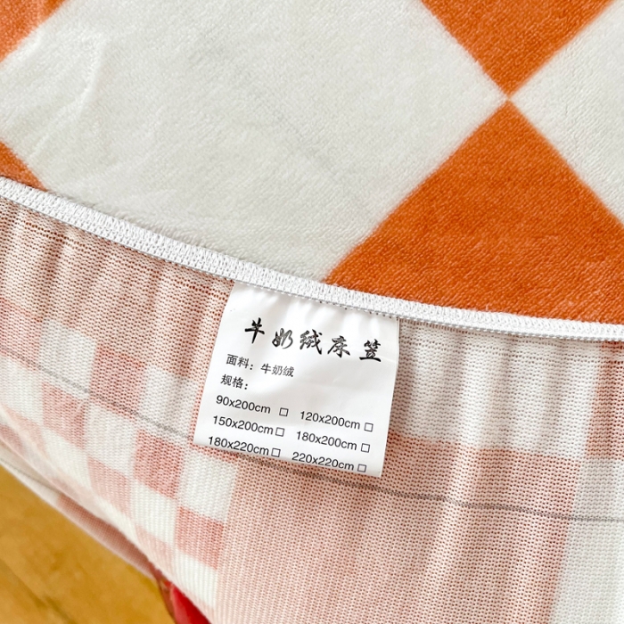91家纺网 家纺一手货源 找家纺 2024新款230克牛奶绒印花单品床笠可定做任意尺寸格调-橙