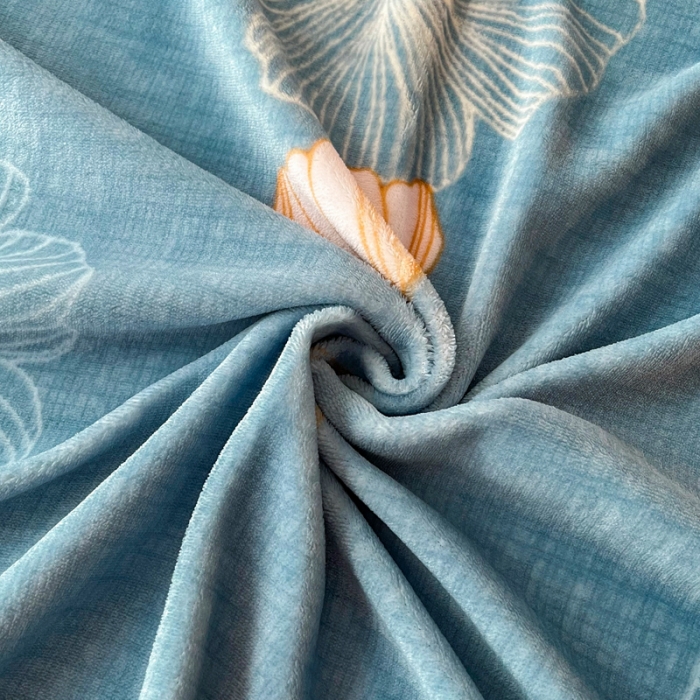 91家纺网 家纺一手货源 找家纺 2024新款230克牛奶绒印花单品床笠可定做任意尺寸荷塘月色