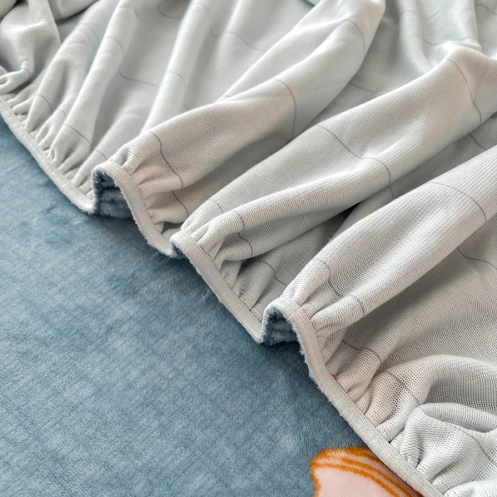 91家纺网 家纺一手货源 找家纺 2024新款230克牛奶绒印花单品床笠可定做任意尺寸荷塘月色