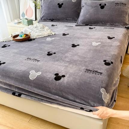2024新款230克牛奶绒印花单品床笠可定做任意尺寸经典米奇