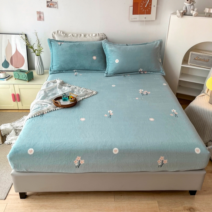 91家纺网 家纺一手货源 找家纺 2024新款230克牛奶绒印花单品床笠 可定做任意尺寸 静香