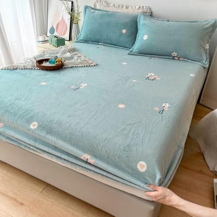 2024新款230克牛奶绒印花单品床笠 可定做任意尺寸 静香