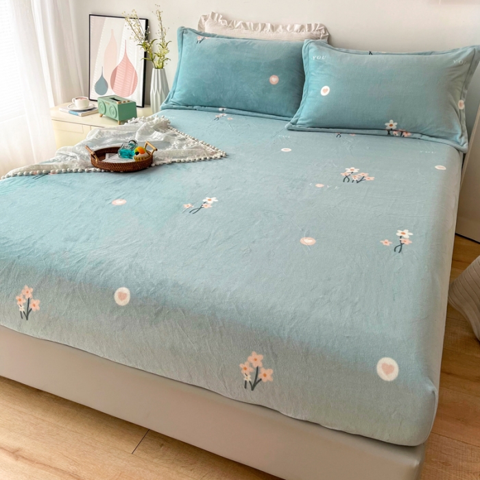 91家纺网 家纺一手货源 找家纺 2024新款230克牛奶绒印花单品床笠 可定做任意尺寸 静香