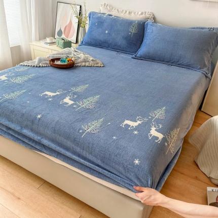 2024新款230克牛奶绒印花单品床笠 可定做任意尺寸 小鹿