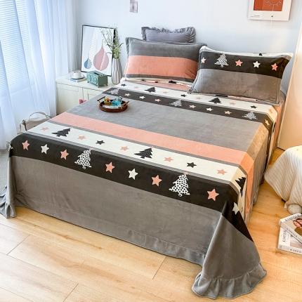 91家纺网 家纺一手货源 找家纺 锦罗绣 2024新款230克牛奶绒印花单品床单 圣诞树