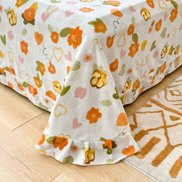 91家纺网 家纺一手货源 找家纺 锦罗绣 2024新款230克牛奶绒印花单品床单 春晓