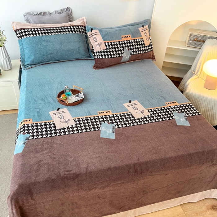 91家纺网 家纺一手货源 找家纺 锦罗绣 2024新款230克牛奶绒印花单品床单 简爱