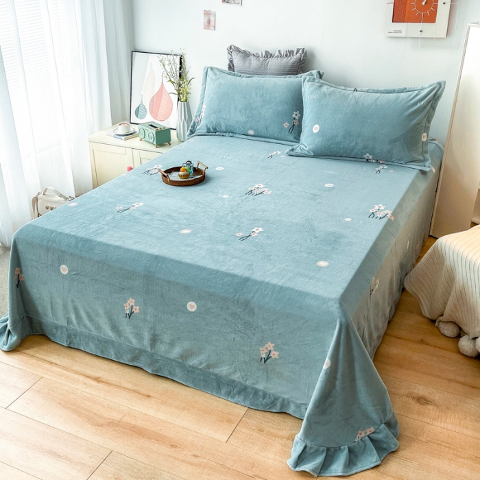 91家纺网 家纺一手货源 找家纺 锦罗绣 2024新款230克牛奶绒印花单品床单 静香