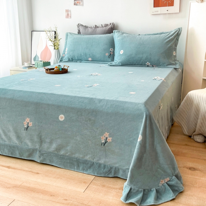 91家纺网 家纺一手货源 找家纺 锦罗绣 2024新款230克牛奶绒印花单品床单 静香