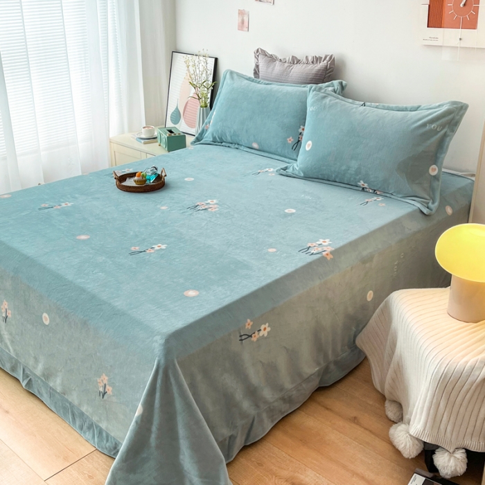 91家纺网 家纺一手货源 找家纺 锦罗绣 2024新款230克牛奶绒印花单品床单 静香