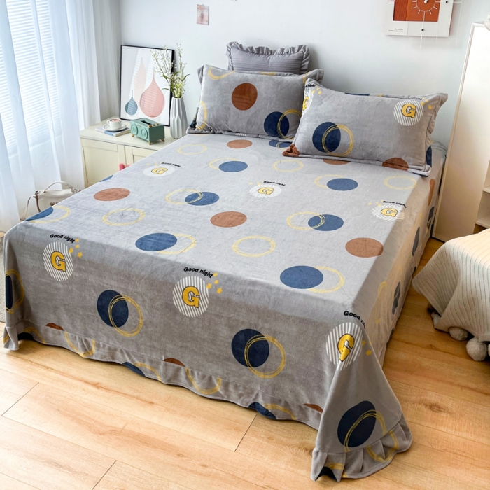 91家纺网 家纺一手货源 找家纺 锦罗绣 2024新款230克牛奶绒印花单品床单 浪漫情调