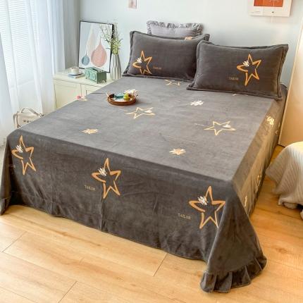 锦罗绣 2024新款230克牛奶绒印花单品床单 星星之恋