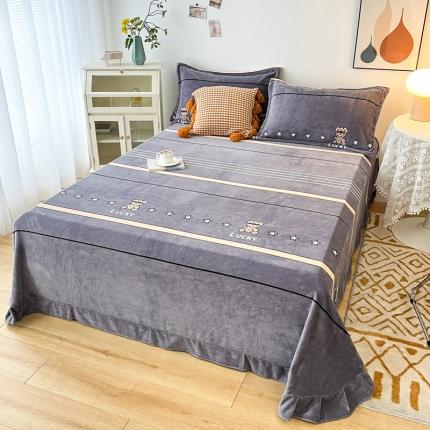 锦罗绣 2024新款230克牛奶绒印花单品床单 幸运熊