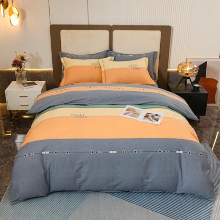 91家纺网 家纺一手货源 找家纺 青竹苑 2022新款全棉磨毛印花四件套 时尚星桥-灰