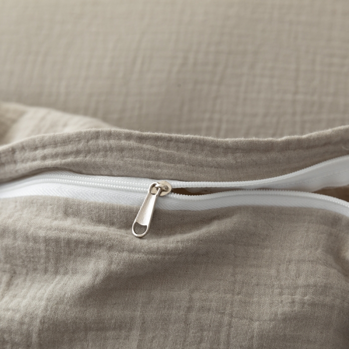 91家纺网 家纺一手货源 找家纺 淑女公社 2022四季新款双层纱皱皱纱肌理纹四件套 日暮灰