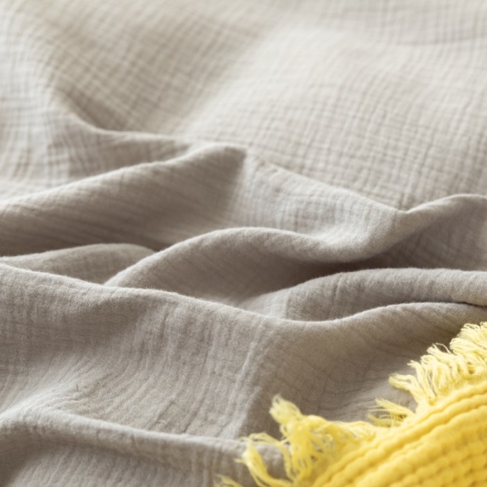 91家纺网 家纺一手货源 找家纺 淑女公社 2022四季新款双层纱皱皱纱肌理纹四件套 日暮灰