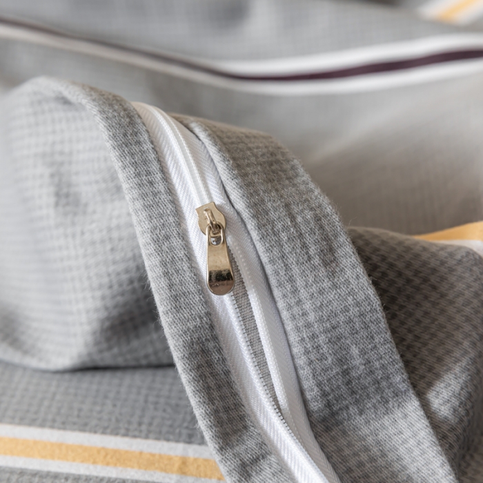 91家纺网 家纺一手货源 找家纺 青竹苑 2022新款全棉磨毛印花四件套 绅士条纹-灰