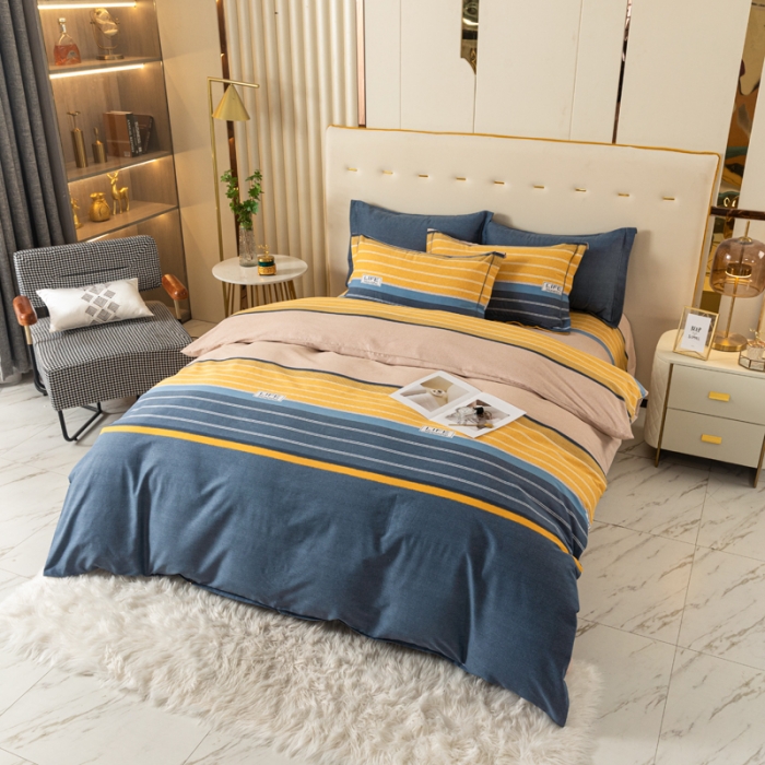 91家纺网 家纺一手货源 找家纺 青竹苑 2022新款全棉磨毛印花四件套 誓言-黄