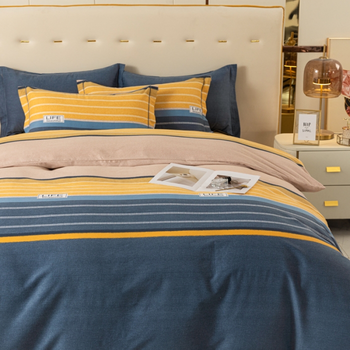 91家纺网 家纺一手货源 找家纺 青竹苑 2022新款全棉磨毛印花四件套 誓言-黄