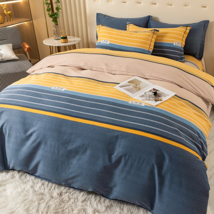 91家纺网 家纺一手货源 找家纺 青竹苑 2022新款全棉磨毛印花四件套 誓言-黄