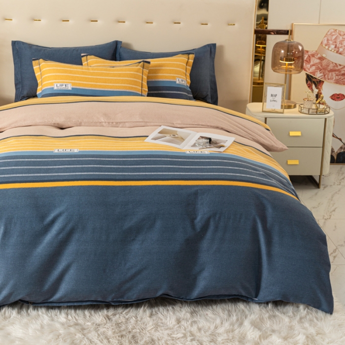 91家纺网 家纺一手货源 找家纺 青竹苑 2022新款全棉磨毛印花四件套 誓言-黄