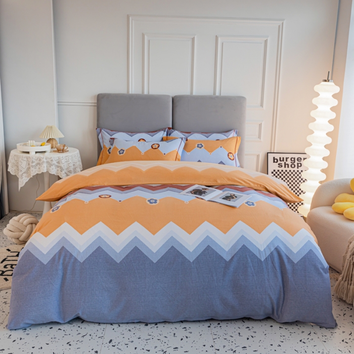 91家纺网 家纺一手货源 找家纺 青竹苑 2022新款全棉磨毛印花四件套 新潮-黄