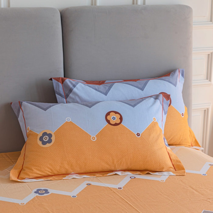 91家纺网 家纺一手货源 找家纺 青竹苑 2022新款全棉磨毛印花四件套 新潮-黄