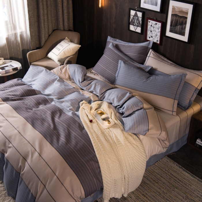 91家纺网 家纺一手货源 找家纺 青竹苑 2022新款全棉磨毛印花四件套 轩尼诗-蓝