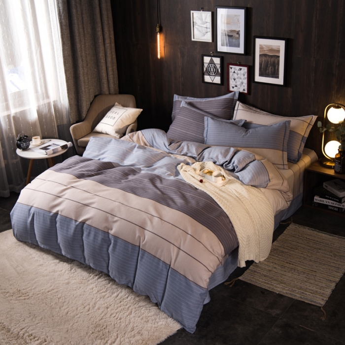 91家纺网 家纺一手货源 找家纺 青竹苑 2022新款全棉磨毛印花四件套 轩尼诗-蓝