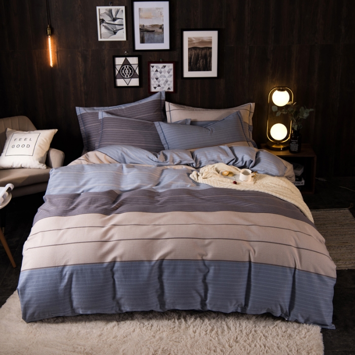 91家纺网 家纺一手货源 找家纺 青竹苑 2022新款全棉磨毛印花四件套 轩尼诗-蓝