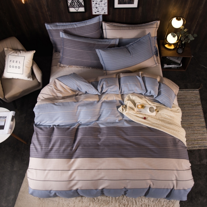 91家纺网 家纺一手货源 找家纺 青竹苑 2022新款全棉磨毛印花四件套 轩尼诗-蓝