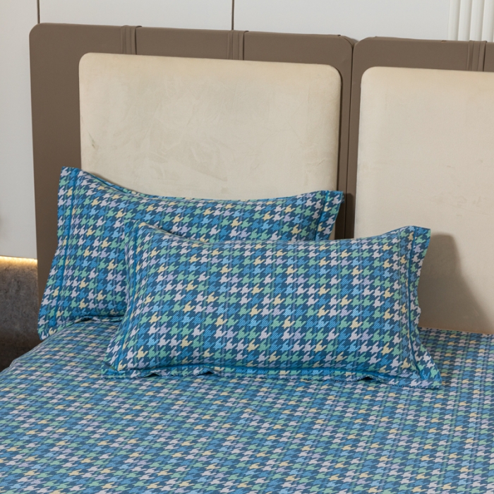 91家纺网 家纺一手货源 找家纺 青竹苑 2022新款全棉磨毛印花四件套 夜曲-蓝