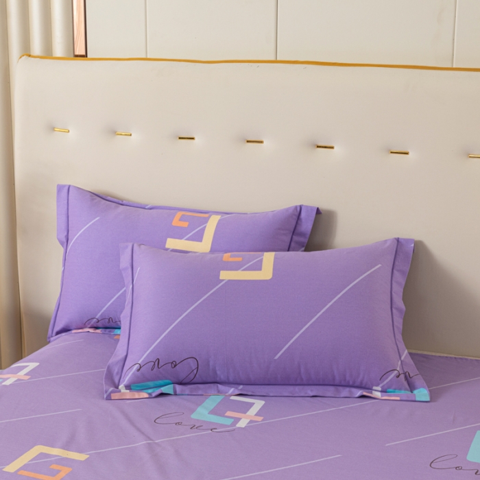 91家纺网 家纺一手货源 找家纺 青竹苑 2022新款全棉磨毛印花四件套 伊芙伦-紫